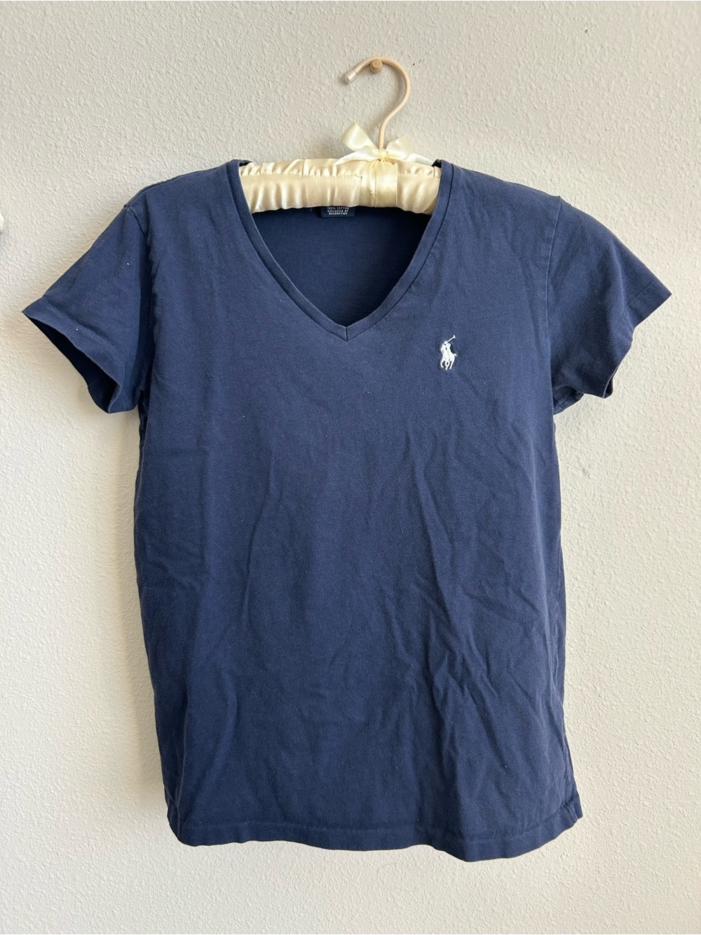 Polo Ralph Lauren Navy V Neck Short Sleeve Tee with White Pony